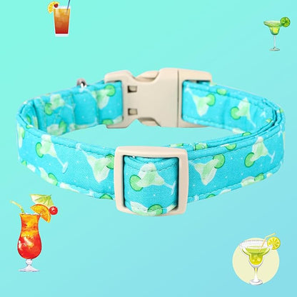 DOGWONG Cotton Dog Collar - Soft Natural Fabric Spring Summer Puppy Necklace for Small Medium Large Dog