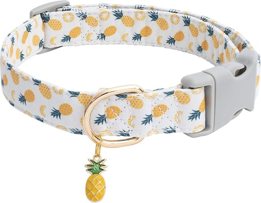 Faygarsle Cute Dog Collar for Girls Boy Dogs Soft Fancy Pet Collar with Pineapple Design Ideal Pink Summer Dog Collar for Small Medium Large Dogs M