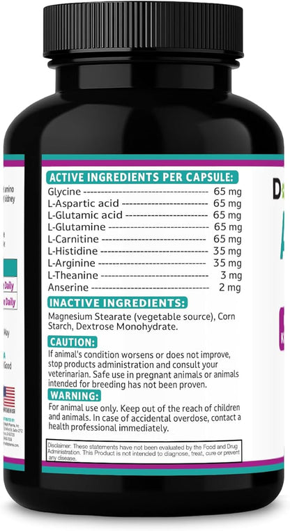 Aminodyl™ Kidney Support Supplement 400mg for Cats & Small Dogs - Supports Natural Kidney Function with Amino Vastly Promotes Health, Wellbeing & Vitality of Kidneys - 120 Sprinkle Capsules. U.S.A