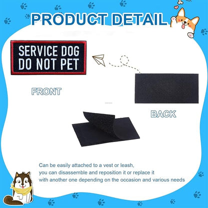 Service Dog Patches Removable Tactical Hook Loop Harness Embroidered in Training Patch Do Not Pet Working Dog Patch for Vest Harnesses Collars Leashes