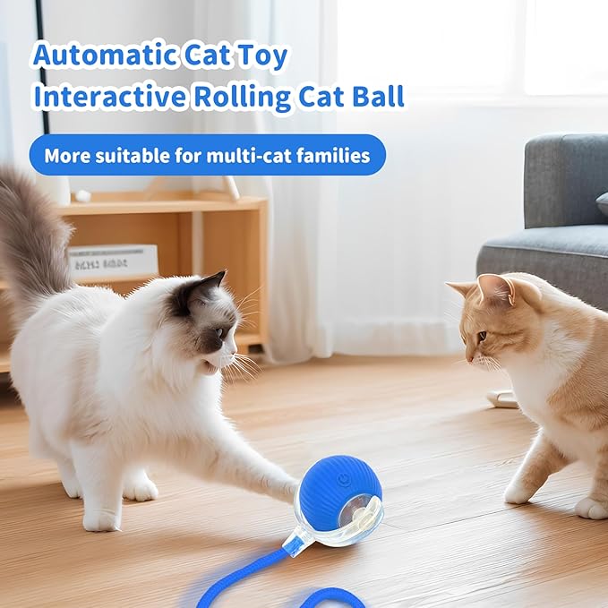 MAXTOOA Interactive Cat Toys for Indoor Cats Smart Automatic Ball Rolling for Bored Kitten Pet Upgraded Speedy Moving Chase Dogs Toy Blue