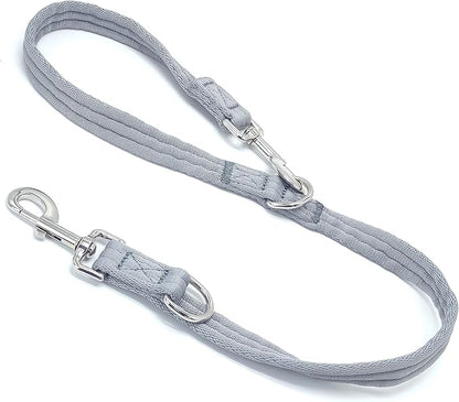 Double Ended Dog Leash,for Obedience Training Easy to Use,Lightweight,Soft for Large and Medium Dogs (Grey, 1M*2.5CM)