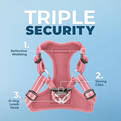 Best Pet Supplies Voyager Adjustable Step-in Flex Breathable Mesh Dog Harness for Small Medium Large Dogs (Pink), L