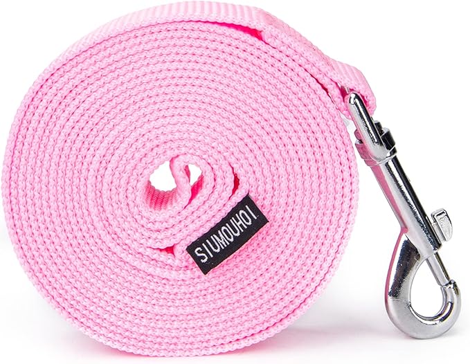 Siumouhoi 10 ft Strong Durable Nylon Dog Training Leash, Traction Rope, 1 Inch Wide, for Small and Medium Dog (Pink, 10 Feet)