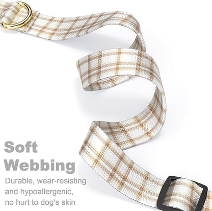 Rnivvi Dog Collar for Small Dogs, Cute Heavy Duty Adjustable Puppy Collar with Quick Release Buckle for Girl & Female, Pet Accessories for Walking Running, XS Length 5/8" Width, White Tartan