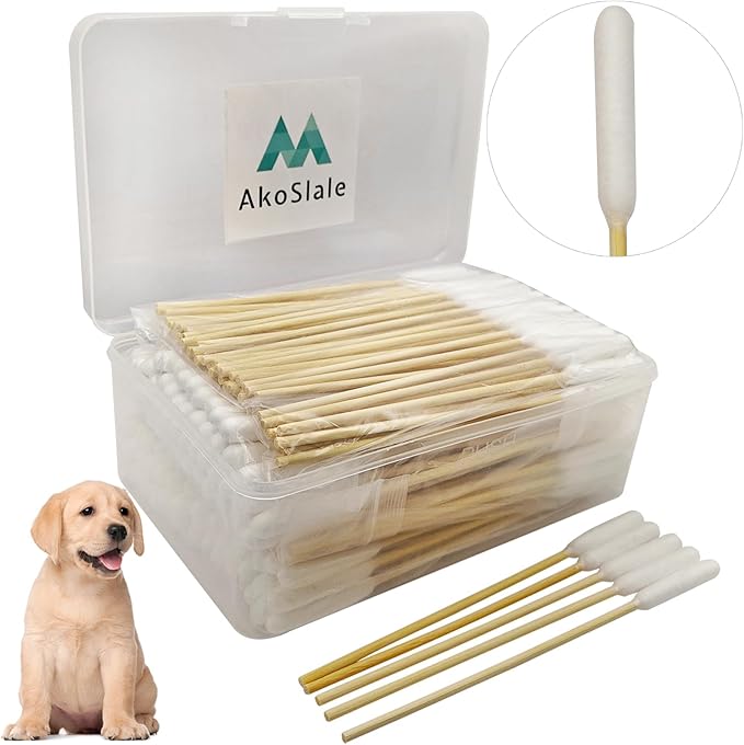 Dog Ear Cleaning Swabs 6 Inch (200 Count) - Extra Long Cotton Swabs for Large Dogs - Sturdy Bamboo Applicator Tool for Wax Removal, Oily-Eared Breeds & Grooming - Safe Cleaning Sticks