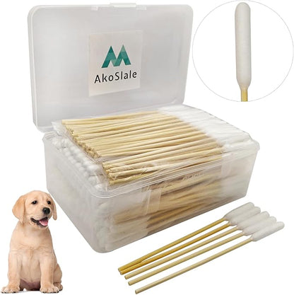 Dog Ear Cleaning Swabs 6 Inch (200 Count) - Extra Long Cotton Swabs for Large Dogs - Sturdy Bamboo Applicator Tool for Wax Removal, Oily-Eared Breeds & Grooming - Safe Cleaning Sticks