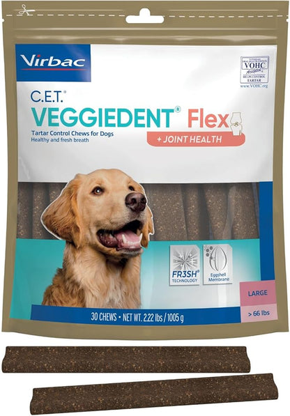 Virbac C.E.T. VEGGIEDENT Flex Tartar Control Chews for Dogs - Large