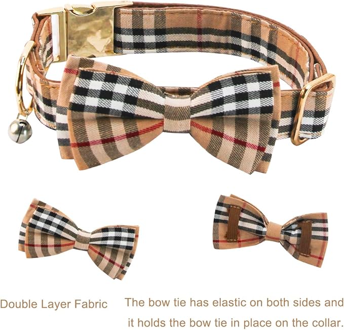 Yizepet Dog Collar with Bow Tie- Adjustable pet Collar for Dogs with Metal snap Fastener Collar, Stylish Pattern for Small Medium or Large Boy and Girl Dog and Cat