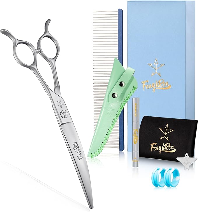 High-end Professional Dog Grooming Curved Scissors Pet Curved Shears 7 Inches Extremely Very Sharp Made Of Stainless Steel Alloy By Hand For Dog Cat Groomer