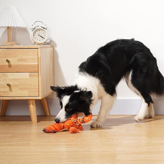 Sedioso Dog Toys, Dog Plush Toy for Large Breed, Cute Squeaky Dogs Toy with Crinkle Paper, Puppy Chew Toy for Small, Middle, Large Breed (Lobster)