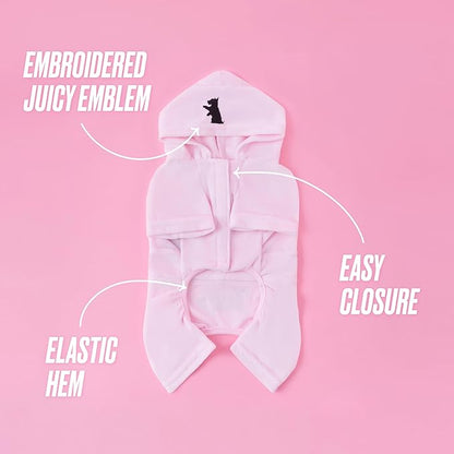 Juicy Couture Hooded Pet Juicy Bling Velour Tracksuit Chest 24 inches for Small Dogs and Cats - Pink - M/L