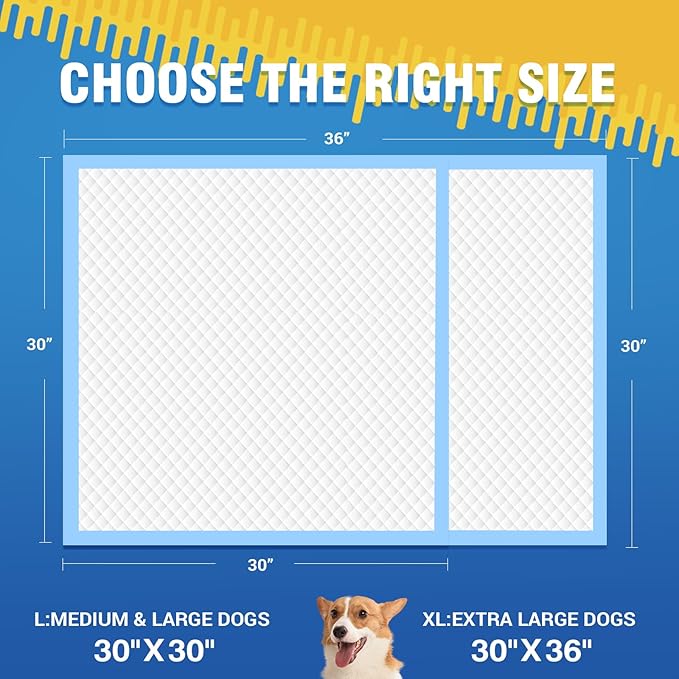 VJJ Extra Large Doggie Pee Pad, 30”x30” Thicken Dog Pee Pads, 40 Count XL Doggy Pads Leak-Proof, Super Absorbent Puppy Pee Pads for Dogs, Soft Training Pet Pads for Dogs Cats Rabbits