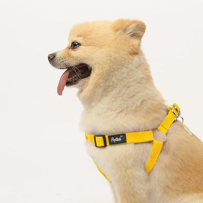 PUPTECK No Pull Dog Harness Soft Adjustable Basic Nylon Step in Puppy Vest Outdoor Walking with ID Tag, Yellow, M