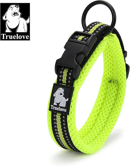 TRUE LOVE Dog Collar Reflective Premium Duraflex Buckle,High Grade Nylon Webbing No Choke Basic Collars TLC5011(Neon Yellow,3XL)