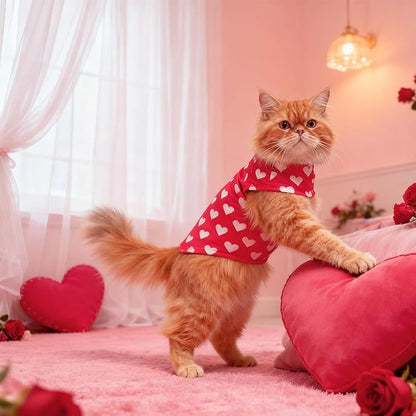 EXPAWLORER Soft Cat Sweater - Sweaters for Cats Only Warm Kitten Clothes, Fall and Winter Pet Coat Pullover Design, Fleece Sweatshirt Clothing Also for Puppy Small Dogs, Pink Heart M
