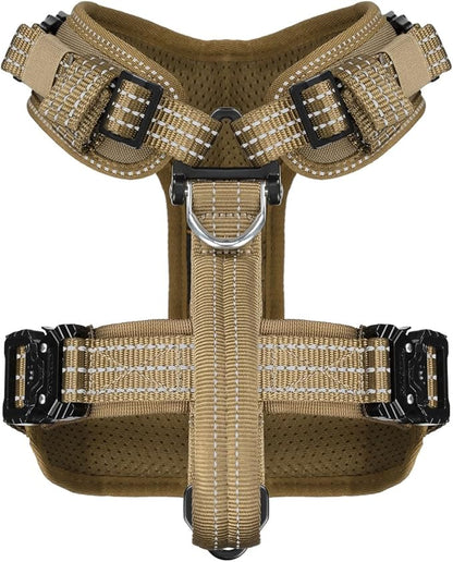 ICEFANG Dog Strap Harness with All-Metal Hardware,for Small Sized Dog,K9 Vest,Y-Shape Soft Padding,Adjustable Pet Harness,No-Pull Front Leash Clip (Small (Pack of 1), Brown)