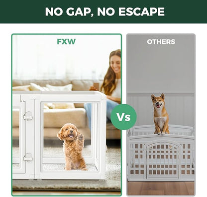 FXW AuraSpace Acrylic Indoor Dog Playpen for Puppies and Small Dogs, 24 Inch, 16 Panels, White