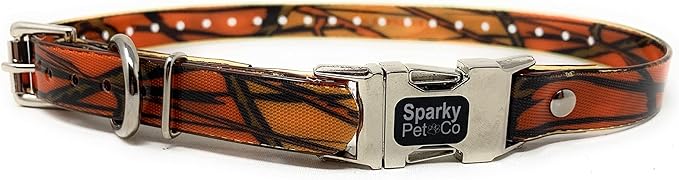 Sparky Pet Co - Apollo ECollar Replacement Strap - Dog Collar - Waterproof Biothane - Adjustable - Double Buckle - Quick Snap Metal Clasp - for Invisible Fence Systems - 1" x 30" (Orange Camo)