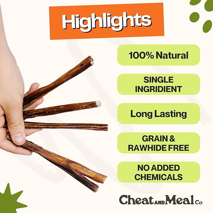 Bully Sticks for Small Dogs, (6 Inch, 25 Count), Small Chew Toy for Puppies and Senior, Natural, Single Ingredient, 100% Beef Pizzle, Long Lasting Treats, Grass Fed, Rawhide-Free