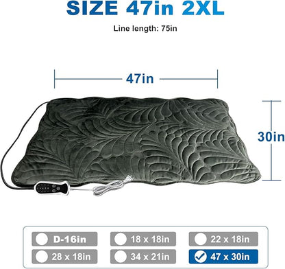 Quwzayail Extra Large Dog Heating Pad, Waterproof Smart Thermostat Switch, Whelping Supplies Heated Dog Bed, 9 Gears/time Settings with Automatic Shut-Off (47.0" L x 30.0" W x 0.5" Th, Dark Grey)