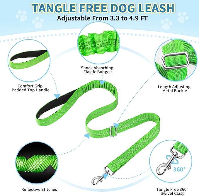 SlowTon No Pull Small Dog Harness and Leash Set, Puppy Soft Vest Harness Neck & Chest Adjustable, Reflective Lightweight Harness & Anti-Twist Pet Lead Combo for Small Medium Dogs(G,XXS)