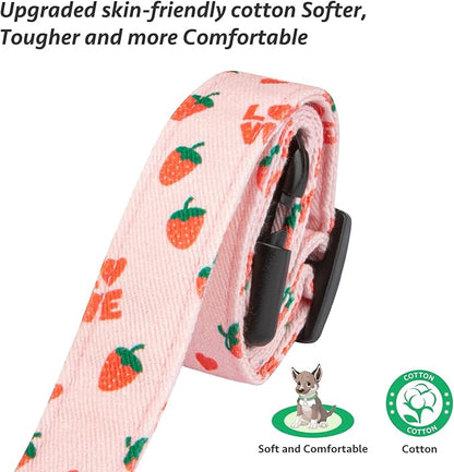 Cotton Handmade Dog Collar Cute and Distinctive Patterns Pink Strawberries with Pendant for Girl Boy Dogs Collars S