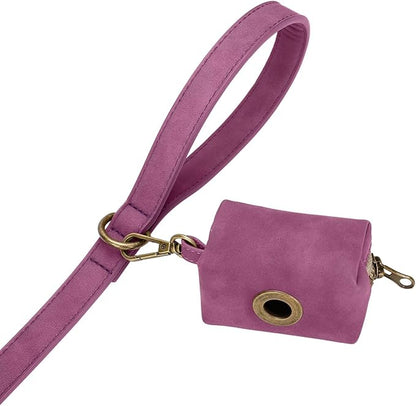 Didog Stylish PU Leather Dog Leashes for Medium Dogs, Easy to Clean 5ft Dog Leashes for Large Dogs, Fashionable and Elegant for Walking, Running and Training,Purple, M