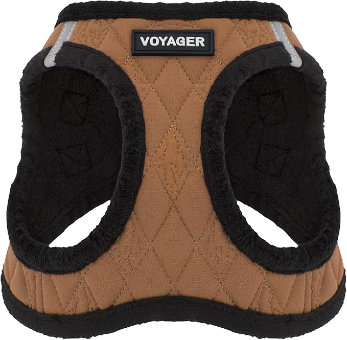 Best Pet Supplies - All Weather Plush, Reflective, No Pull Harness for Small, Medium Dogs, Cats - Secure with Hook & Loop Fastener, Buckle, Double D-Rings - Beige Plush, XL