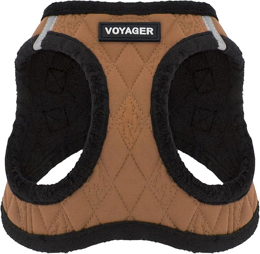 Best Pet Supplies - All Weather Plush, Reflective, No Pull Harness for Small, Medium Dogs, Cats - Secure with Hook & Loop Fastener, Buckle, Double D-Rings - Beige Plush, XS