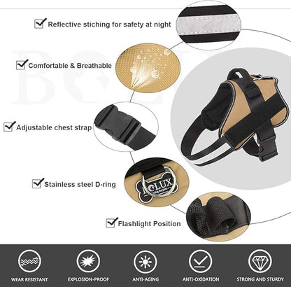 Bolux Dog Harness, No-Pull Reflective Dog Vest, Breathable Adjustable Pet Harness with Handle for Outdoor Walking - No More Pulling, Tugging or Choking ( Army Yellow, M )
