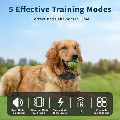 Dog Shock Collar Dog Training Collar with Remote Innovative IPX67 Waterproof with 6 Training Modes, Rechargeable E-Collar for All Breeds- Black