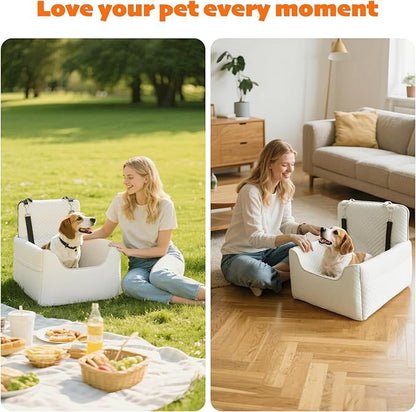 Dog Car Seats for Small Dogs Under 30lbs, Dog Booster Seat with Detachable Washable Cover and Cushion, Memory Foam Pet Car Seat with Safety Belt and Storage Pockets