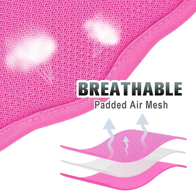 BARKBAY No Pull Dog Harness Large Reflective Dog Harness with Front Clip and Easy Control Handle for Walking Training Running with ID tag Pocket(Pink,XS)