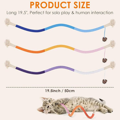 TINDTOP Cat Toys Chew Ropes, 3 Pack Interactive Cat Nip Kicker Toy for Indoor Kittens, Teeth Cleaning Toy for All Breeds, 19.5 Inches (50cm)