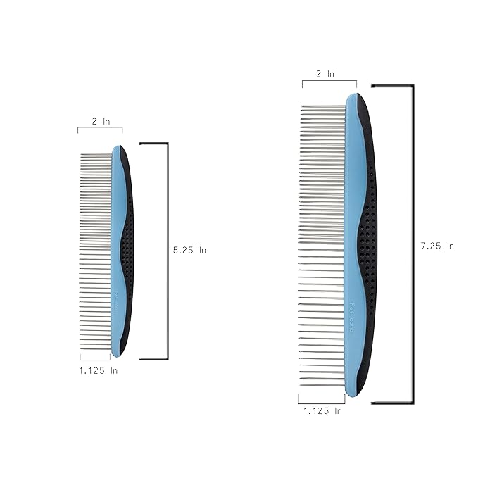 LovinPup Dog Comb, Grooming Set for Dogs, 2 Sizes Pet Grooming Comb with Stainless Steel Teeth, Comfort Grip Handle, Dog Grooming Supplies, Large Pet Comb and Small Pet Comb