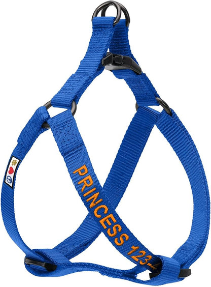 Pawtitas Personalized Dog & Puppy Harness Large Blue Custom ID Tag Adjustable No Pull Vest