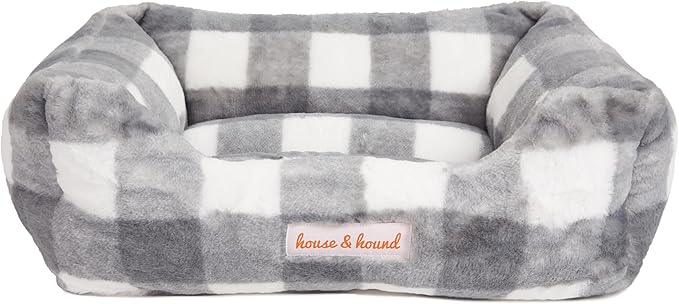 Jax & Bones Relaxer Plaid Dog Bed - Machine Washable Pet Bed for Medium Size Dogs - Hides Shedding Hair, Easy to Clean, Sleep Enhancing