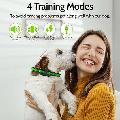 DogStop Dog Training Collar Electric Dog Collar with 4 Training Modes and Rechargeable Remote Waterproof Range 3300Ft for Small Medium Large Dogs(Green)