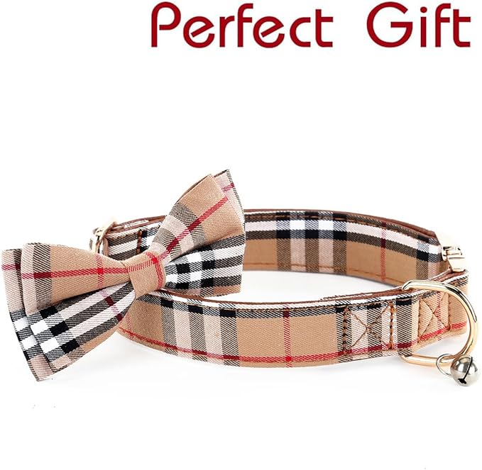 Yizepet Dog Collar with Bow Tie- Adjustable pet Collar for Dogs with Plastic Buckle Collar, Stylish Pattern for Small Medium or Large Boy and Girl Dog and Cat