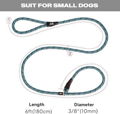 TwoEar 6FT Slip Lead Dog Leash, Heavy Duty Slip Leash for Dogs with Highly Reflective, Strong Rope Slip Leads No Pull Pet Training Leashes for Small Dogs (3/8", Blue)