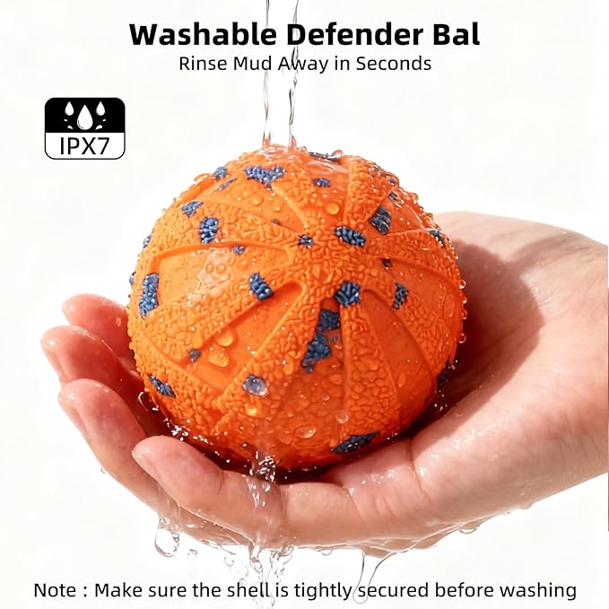 Interactive Dog Ball - Smart Dog Toy for Small & Medium & Large Dogs, Automatic Moving, Rotating & Bouncing, E-TPU Material, Interactive Dog Toys for Aggressive Chewers (Orange)