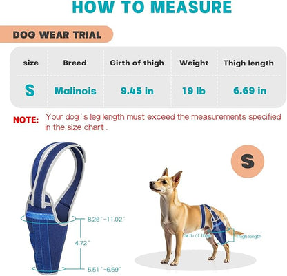 Dog Knee Brace for Torn ACL Hind Leg–Adjustable Support Dog Leg Brace for Back Leg with 2 Stabilizers, Hip Support to Reduces Pain Luxating Patella , Ligament Injuries, CCL (Blue, Right Leg, S)