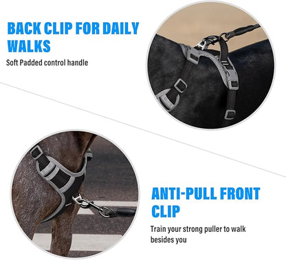Plutus Pet No Pull Dog Harness, Release at Neck, Reflective Adjustable Dog Vest Harness, Easy Control Handle for Walking, for Small Medium Large Dogs, Black, S