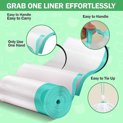 60 Count Cat Litter Liners - 23.62x11.81 Inches - Compatible With Petpivot Autoscooper 11 and Neakasa Litter Box M1 - Leak & Tear Proof Heavy Duty Drawstring in Center for Easy & Mess-Free Cleaning