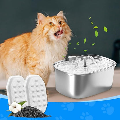 MyfatBOSS Cat Fountain Filter Replacement, Cat Water Fountain Filters Compatible with Rellaty & Fit for Neareal 3.2L/108oz Fountains, 10PCS Replacement Filters with 10PCS Sponge 10+10 Pack