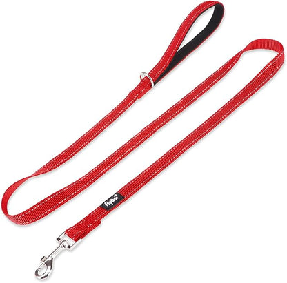 PUPTECK Reflective Dog Leash with Comfortable Padded Handle Durable Nylon Dog Lead for Small Medium and Large Dogs Cats Walking Running Training Outside, Red