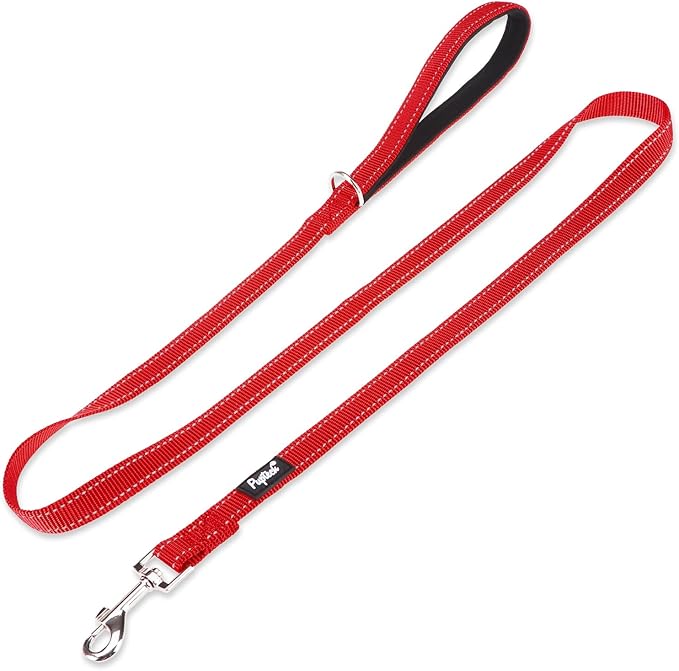 PUPTECK Reflective Dog Leash with Comfortable Padded Handle Durable Nylon Dog Lead for Small Medium and Large Dogs Cats Walking Running Training Outside, Red