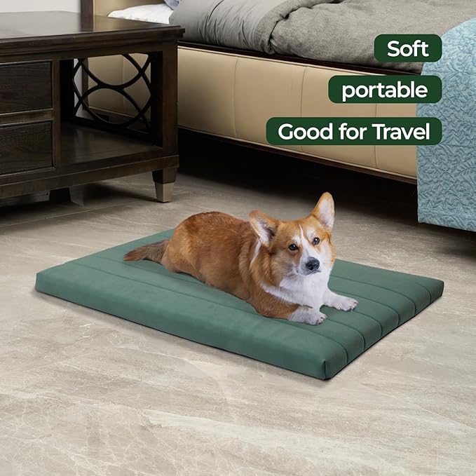 BALANCE Dog Crate Bed, Orthopedic Dog Bed Pad with Waterproof Liner, Washable Crate Foam Pet Mat for Large, Medium, Puppy Dogs Breeds, Mint Leaf, 36“x23”x1.6“