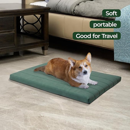 BALANCE Dog Crate Bed, Orthopedic Dog Bed Pad with Waterproof Liner, Washable Crate Foam Pet Mat for Large, Medium, Puppy Dogs Breeds, Mint Leaf, 36“x23”x1.6“